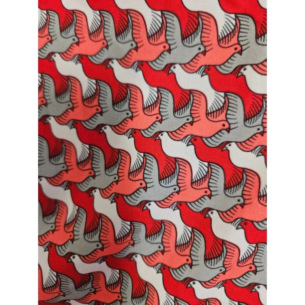 Mr. Swim Trunks Mens XXL Red Grey Bird Print Drawstring Mesh Lined 6